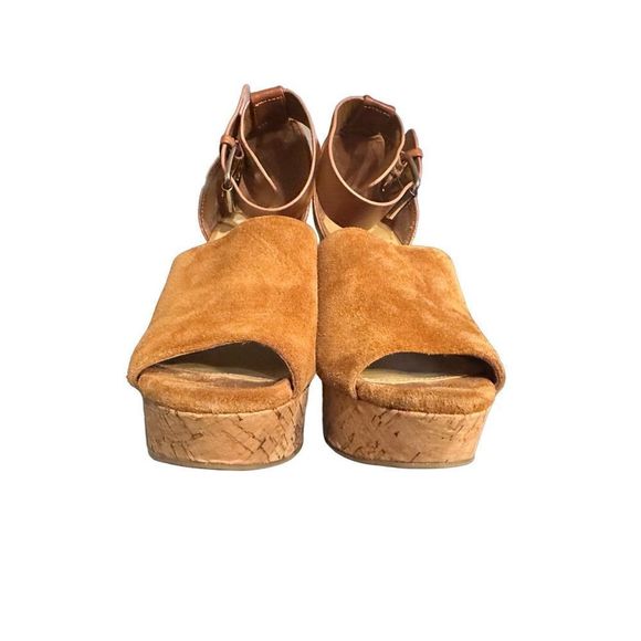 Marc Fisher Cognac Brown Suede Wedge Heel - Picture 2 of 13